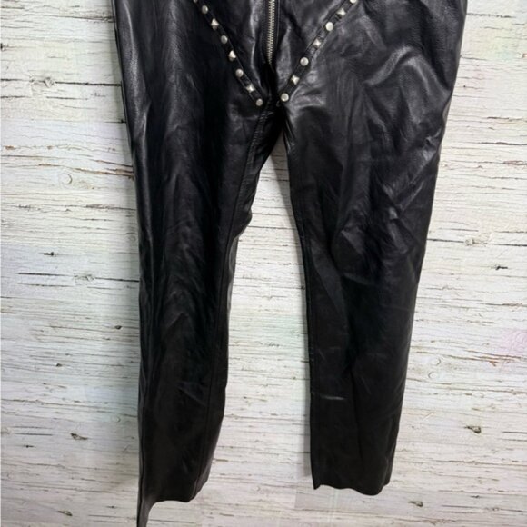 I AM GIA Leather Pants faux black size xs lace up - Picture 2 of 9